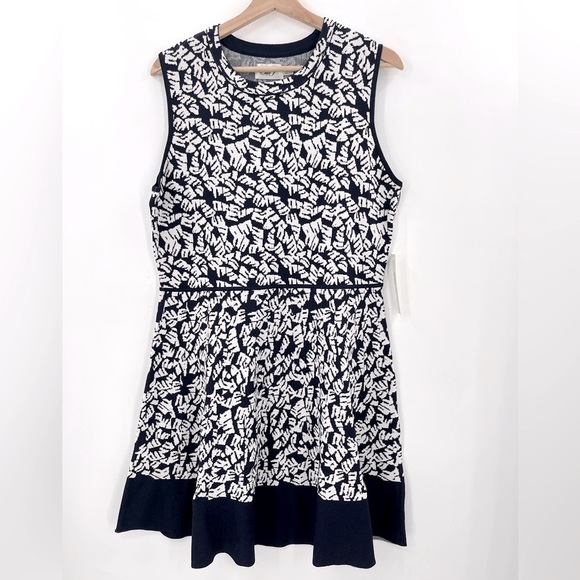 NWT Eliza J Knit Dress Fit & Flare Sleeveless Dress Size XL Navy & White - Picture 3 of 7